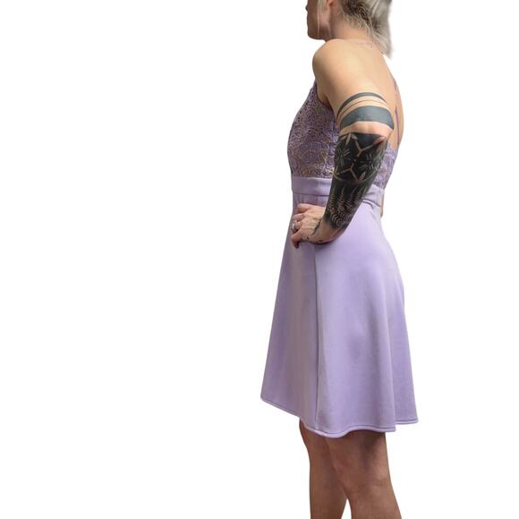 Women's Lavender Francesca's Lace Top Cross Strap Dress - Size Small - Picture 8 of 11